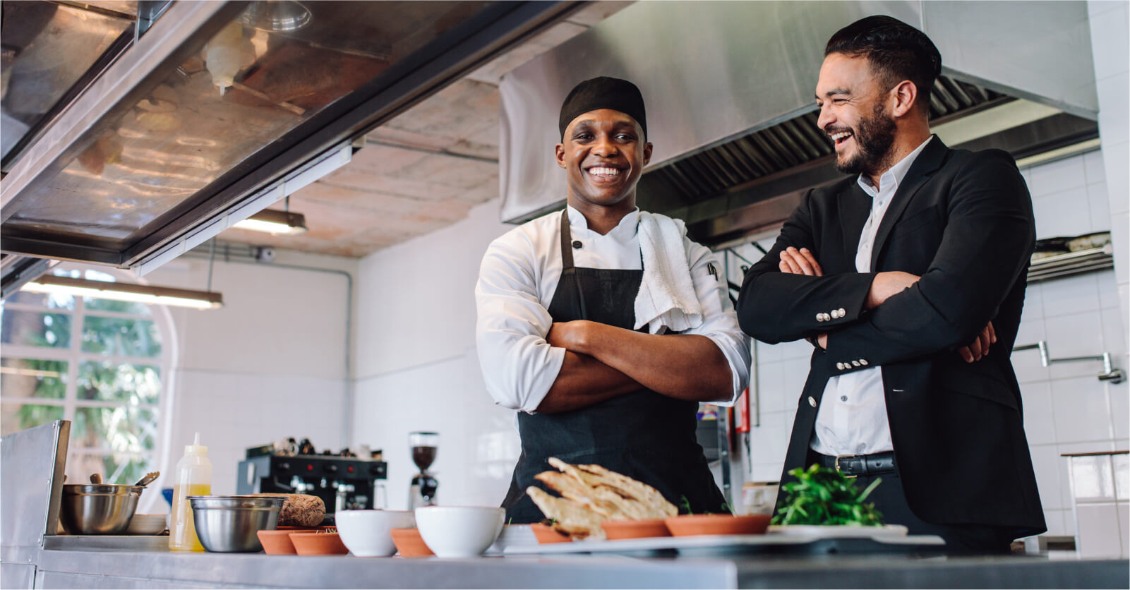 Happy restaurant owners